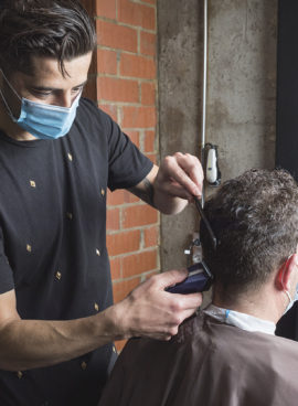 Hairdresser Working with mask