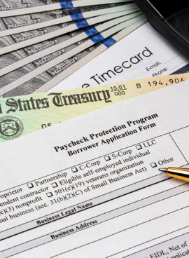 Paycheck protection program application for small business payroll support from federal government stimulus bill during Covid-19 coronavirus pandemic