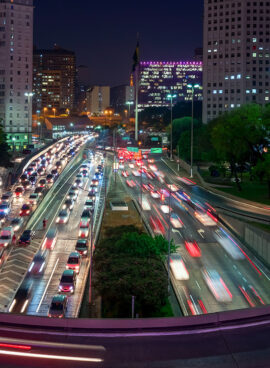 Night view from a bridge in Sao Paulo downtown